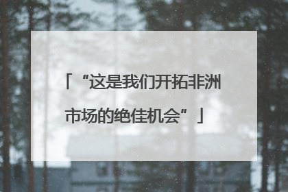 “这是我们开拓非洲市场的绝佳机会”