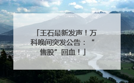 王石最新发声！万科晚间突发公告：“售股”回血！