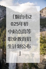 烟台市2025年初中起点高等职业教育招生计划公布