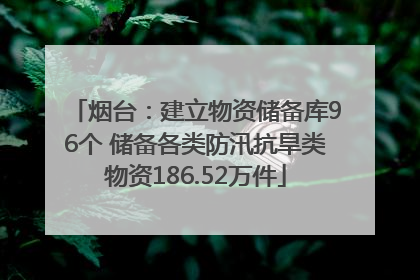 烟台：建立物资储备库96个 储备各类防汛抗旱类物资186.52万件