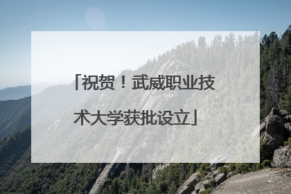 祝贺！武威职业技术大学获批设立