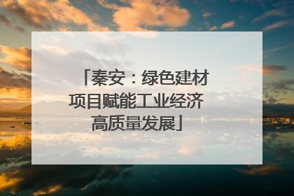 秦安：绿色建材项目赋能工业经济高质量发展