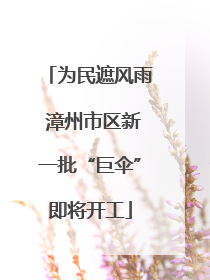 为民遮风雨 漳州市区新一批“巨伞”即将开工