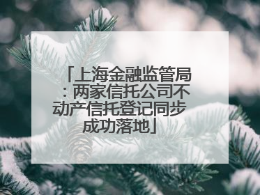 上海金融监管局：两家信托公司不动产信托登记同步成功落地