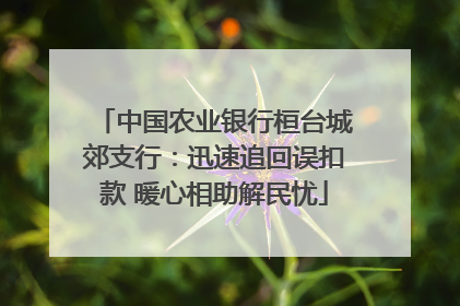 中国农业银行桓台城郊支行：迅速追回误扣款 暖心相助解民忧