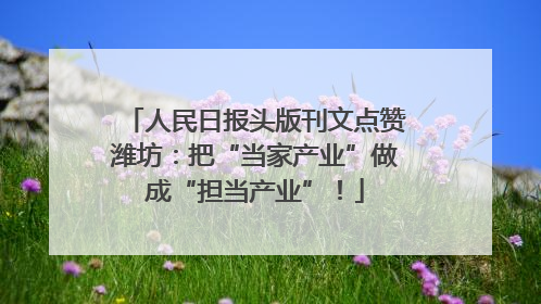 人民日报头版刊文点赞潍坊：把“当家产业”做成“担当产业”！