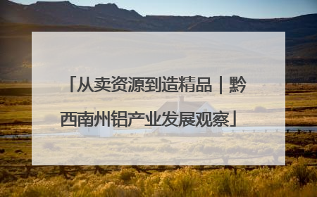 从卖资源到造精品｜黔西南州铝产业发展观察