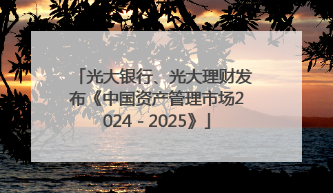光大银行、光大理财发布《中国资产管理市场2024－2025》