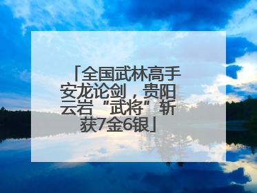 全国武林高手安龙论剑，贵阳云岩“武将”斩获7金6银