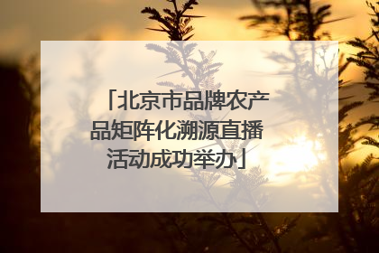 北京市品牌农产品矩阵化溯源直播活动成功举办