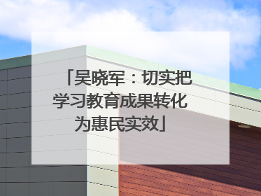 吴晓军：切实把学习教育成果转化为惠民实效