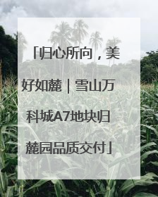 归心所向，美好如麓｜雪山万科城A7地块归麓园品质交付