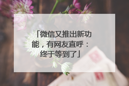 微信又推出新功能，有网友直呼：终于等到了