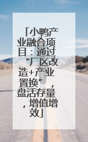 小鸭产业融合项目：通过“厂区改造+产业置换”，盘活存量，增值增效