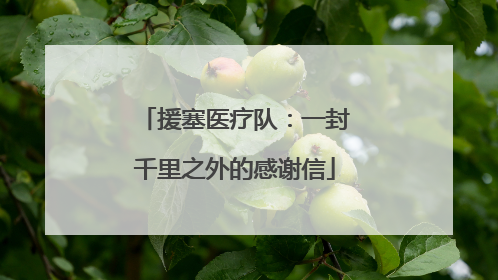 援塞医疗队：一封千里之外的感谢信