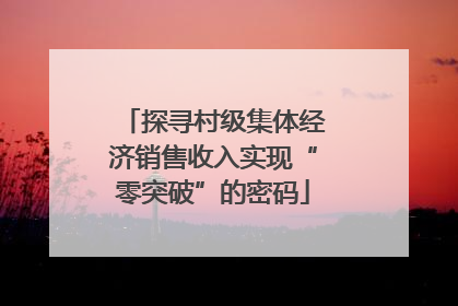 探寻村级集体经济销售收入实现“零突破”的密码