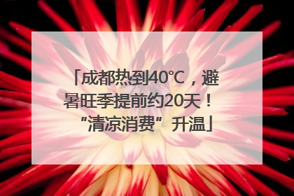成都热到40℃，避暑旺季提前约20天！“清凉消费”升温