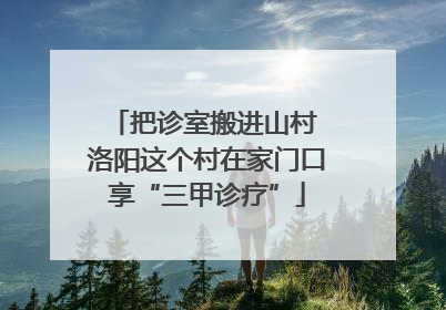 把诊室搬进山村 洛阳这个村在家门口享“三甲诊疗”