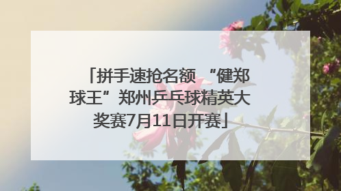 拼手速抢名额 “健郑球王”郑州乒乓球精英大奖赛7月11日开赛