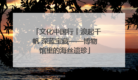 文化中国行丨浪起千帆 深蓝宝藏——博物馆里的海丝遗珍