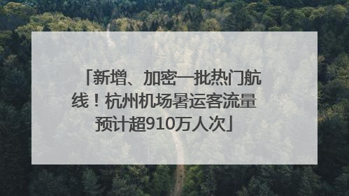 新增、加密一批热门航线！杭州机场暑运客流量预计超910万人次