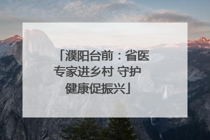 濮阳台前：省医专家进乡村 守护健康促振兴