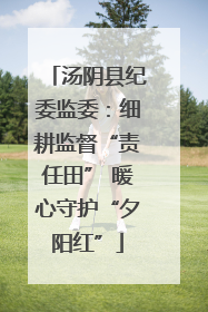 汤阴县纪委监委：细耕监督“责任田” 暖心守护“夕阳红”