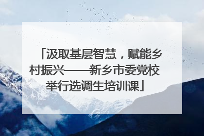 汲取基层智慧，赋能乡村振兴——新乡市委党校举行选调生培训课