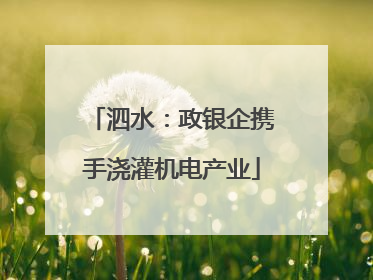 泗水：政银企携手浇灌机电产业