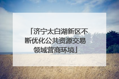 济宁太白湖新区不断优化公共资源交易领域营商环境