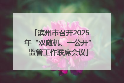 滨州市召开2025年“双随机、一公开” 监管工作联席会议