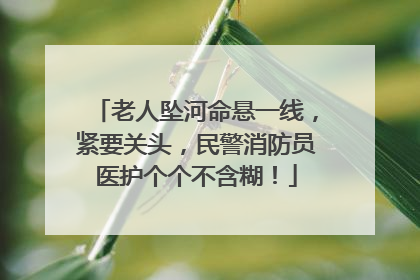 老人坠河命悬一线，紧要关头，民警消防员医护个个不含糊！