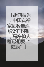 胡润报告：中国富裕家庭数量连续2年下降，高净值人群最想要“健康”