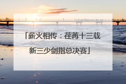 薪火相传：荏苒十三载 新三少剑指总决赛