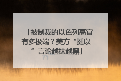 被制裁的以色列高官有多极端？美方“挺以”言论越抹越黑