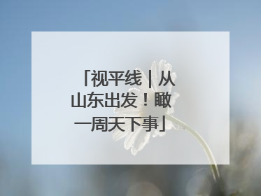 视平线｜从山东出发！瞰一周天下事