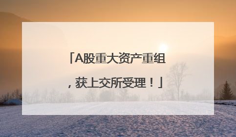 A股重大资产重组，获上交所受理！